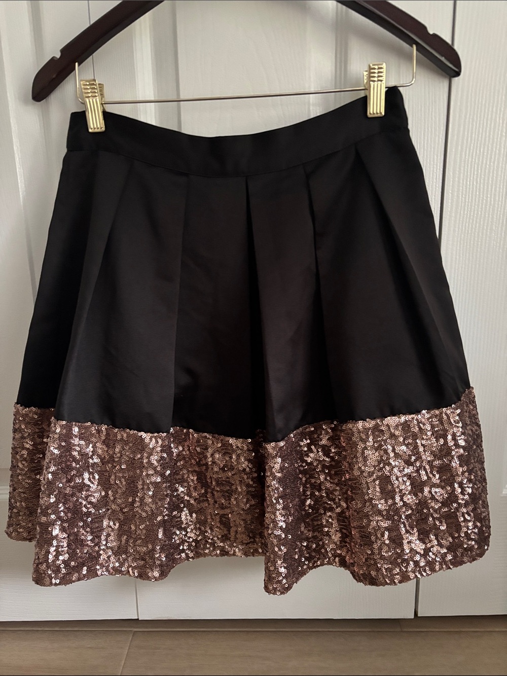 Ted Baker Black Skirt with Rose Gold Sequin Hem